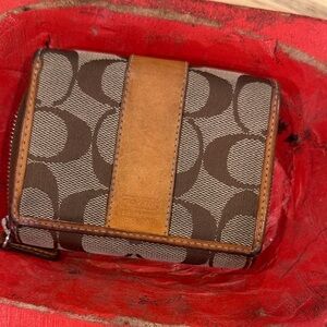 Coach Signature Brown and Tan Wallet